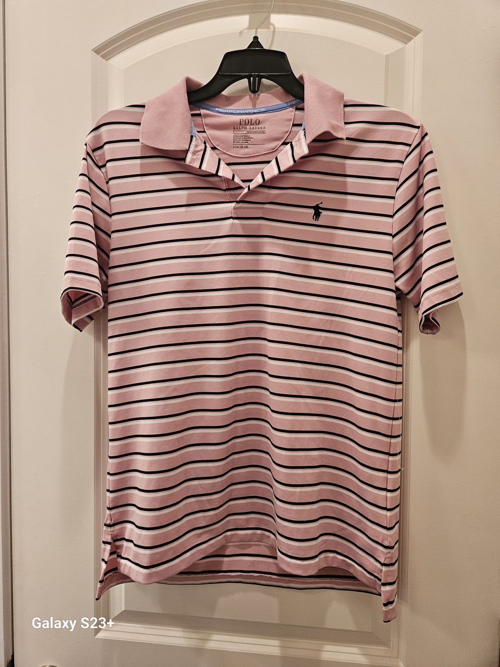 Ralph Lauren Pink Polo with Navy & White Stripes
